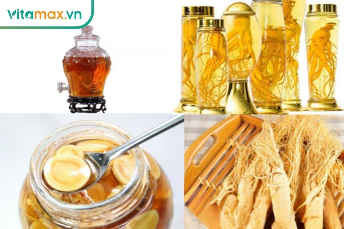 bình rượu sâm mật ong cùng sâm tươi và mật ong nguyên chất dùng để ngâm đúng chuẩn”