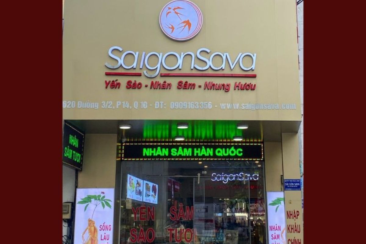 Mặt tiền showroom SaigonSava tại 620 Đường 3 Tháng 2 chuyên bán nhân sâm và thảo dược