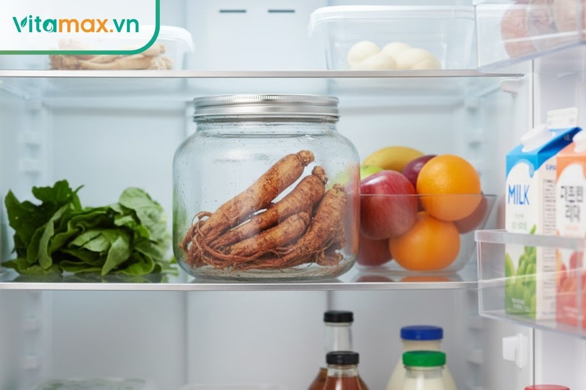 cách bảo quản hồng sâm khô trong tủ lạnh ngăn mát bằng hộp thủy tinh kín