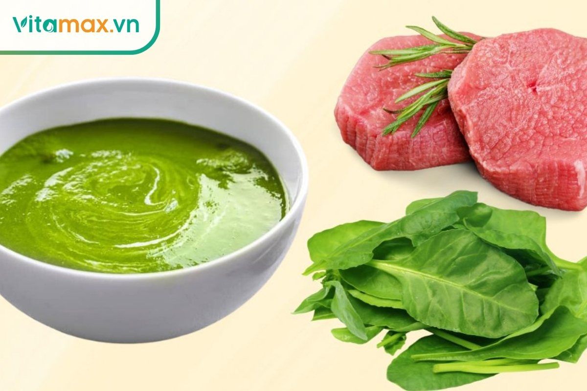 Cháo thịt bò rau bó xôi bồi bổ sức khỏe cho người ốm