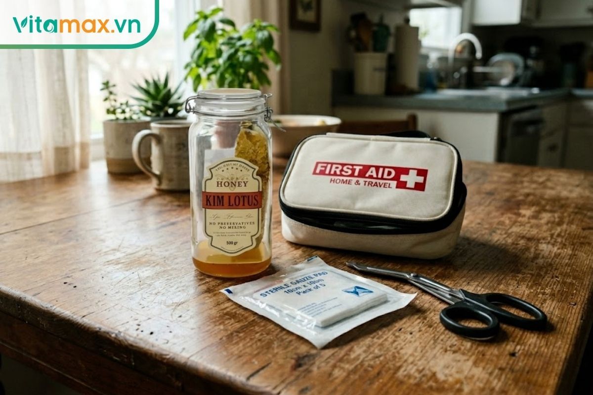 Có nên bôi mật ong lên vết bỏng không? Tìm hiểu cách sơ cứu bỏng an toàn tại nhà với vật dụng y tế cơ bản.