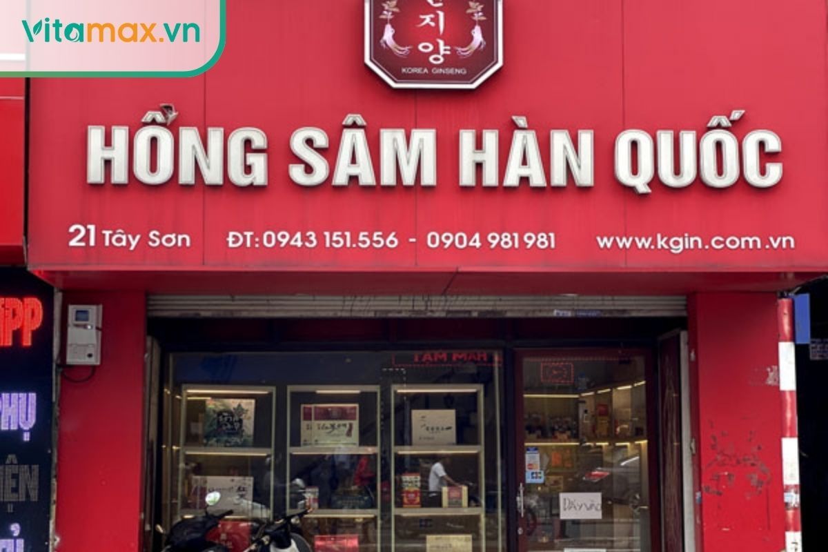 Mặt tiền cửa hàng Hồng Sâm KGIN tại 21 Tây Sơn, Đống Đa, Hà Nội.