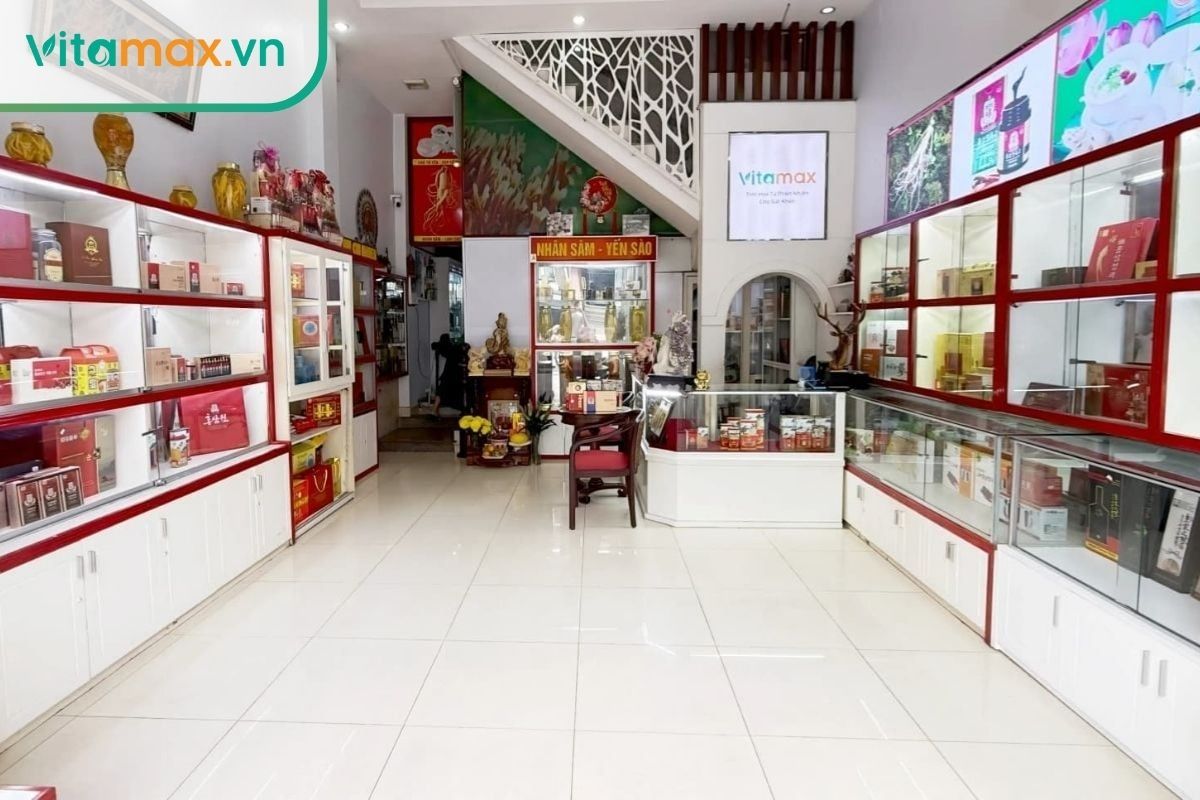 cửa hàng Vitamax trưng bày thiên sâm Hàn Quốc chính hãng với không gian sang trọng và uy tín