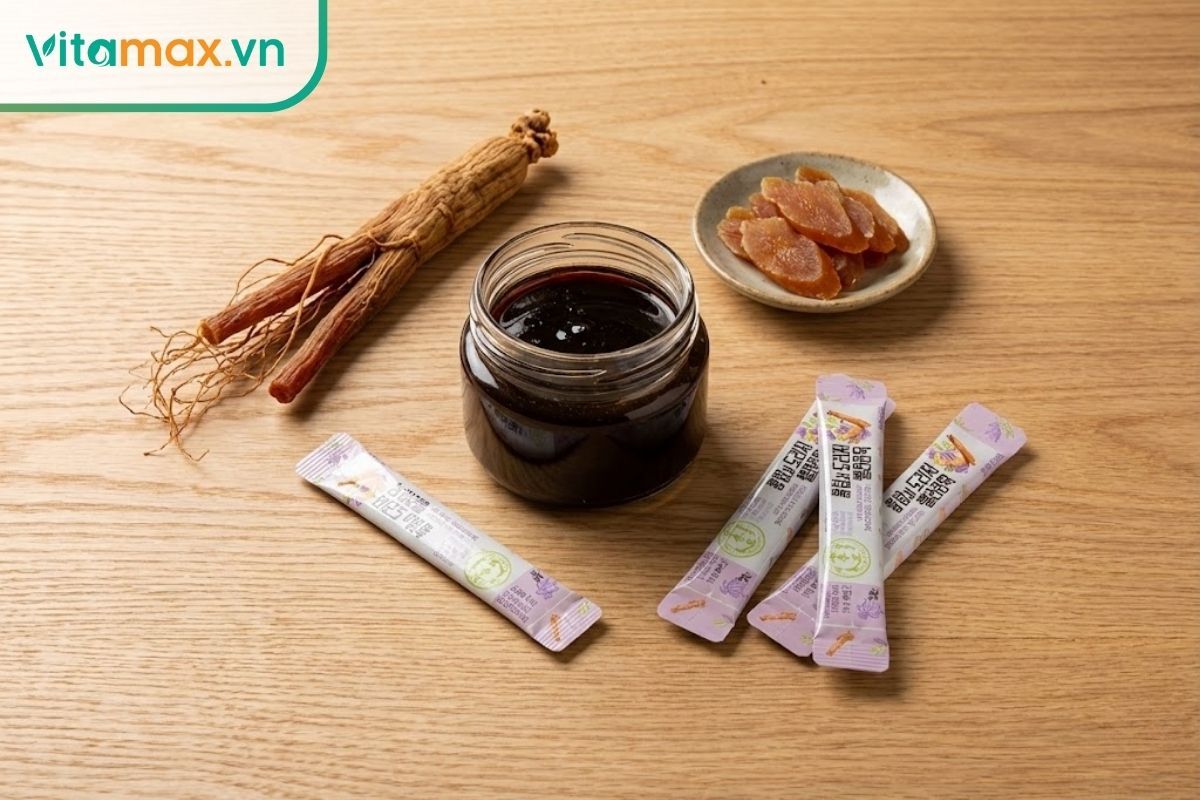 Bộ sưu tập 9 dạng sản phẩm hồng sâm Hàn Quốc phổ biến từ củ khô, cao sâm đến nước ép tại Vitamax.