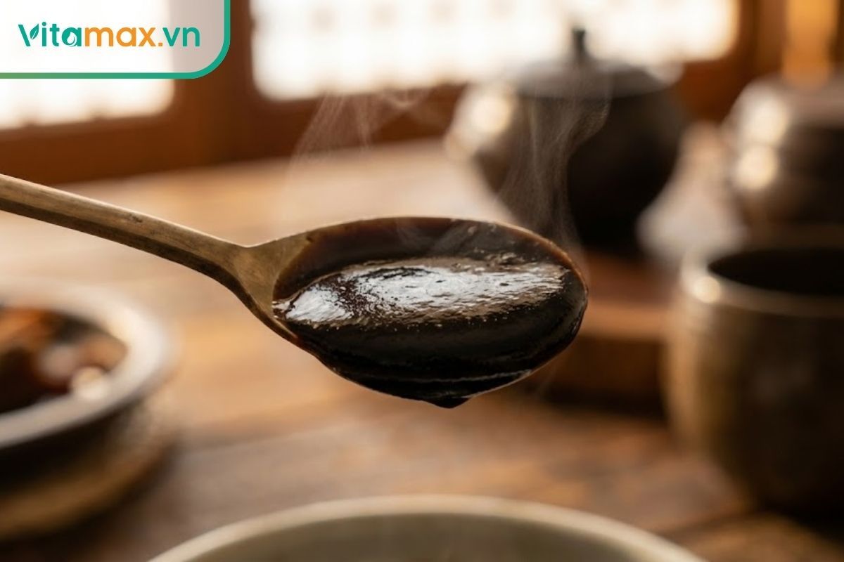 thìa cao hồng sâm cô đặc màu đen nguyên chất không pha đường