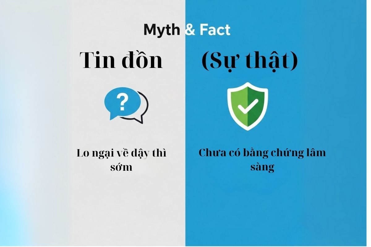nfographic giải đáp thắc mắc liệu hồng sâm có gây dậy thì sớm ở trẻ không, khẳng định chưa có bằng chứng khoa học thuyết phục.