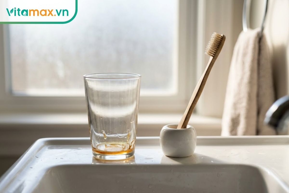 Một chiếc núm vú giả của trẻ sơ sinh và một hũ mật ong nhỏ được đặt cách xa nhau trên một mặt bàn trắng sạch sẽ, minh họa cho cảnh báo y tế về an toàn.