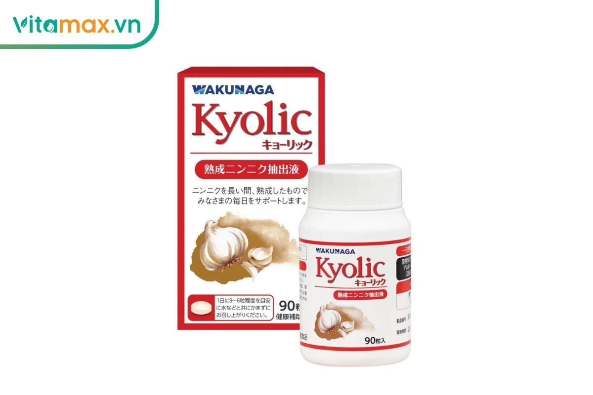 Lọ Kyolic Aged Garlic Extract Formula 103 với chiết xuất tỏi già và các thành phần phối hợp hướng đến hỗ trợ miễn dịch