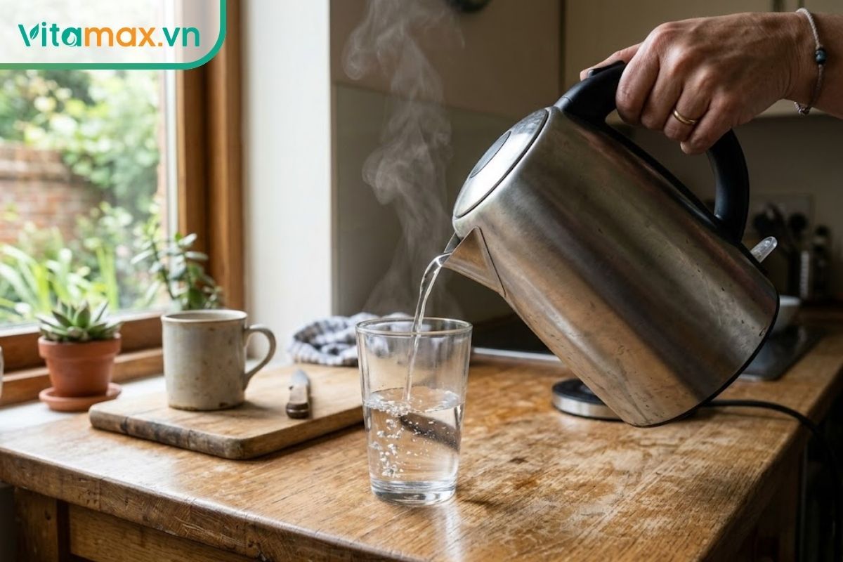 Uống nhiều nước ấm là cách xử lý nhanh khi gặp hiện tượng say đinh lăng nhẹ.