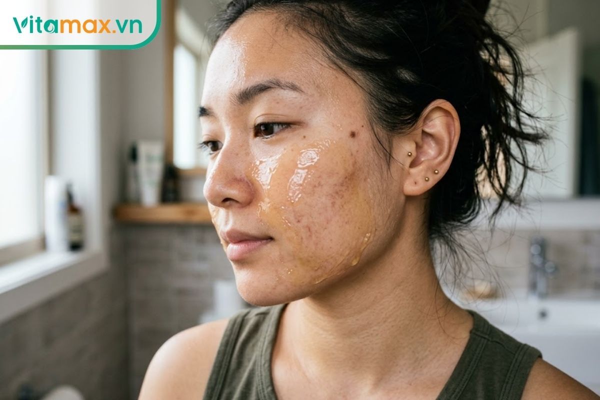 Đắp mặt nạ mật ong Manuka giúp hút ẩm và phục hồi hiệu quả cho nền da khô, thiếu nước.