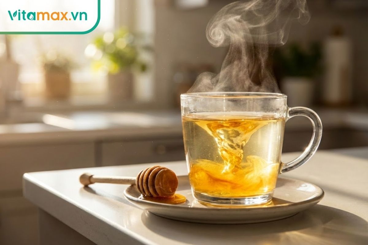 Ly nước ấm pha mật ong Manuka giúp làm dịu niêm mạc dạ dày và ức chế vi khuẩn HP.