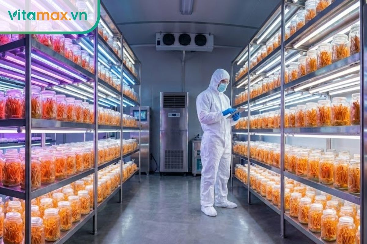 Quy trình nuôi cấy đông trùng hạ thảo công nghệ cao trong phòng vô trùng tại Việt Nam.