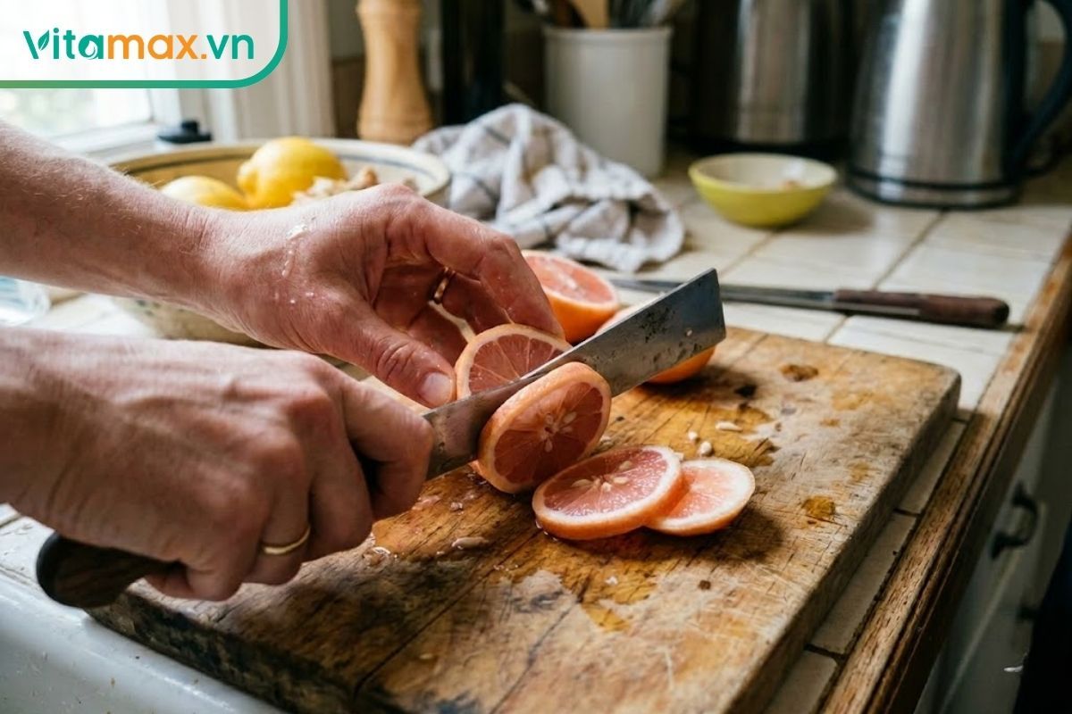 Lựa chọn nguyên liệu chanh đào chín tới, khô ráo để ngâm mật ong được lâu hơn