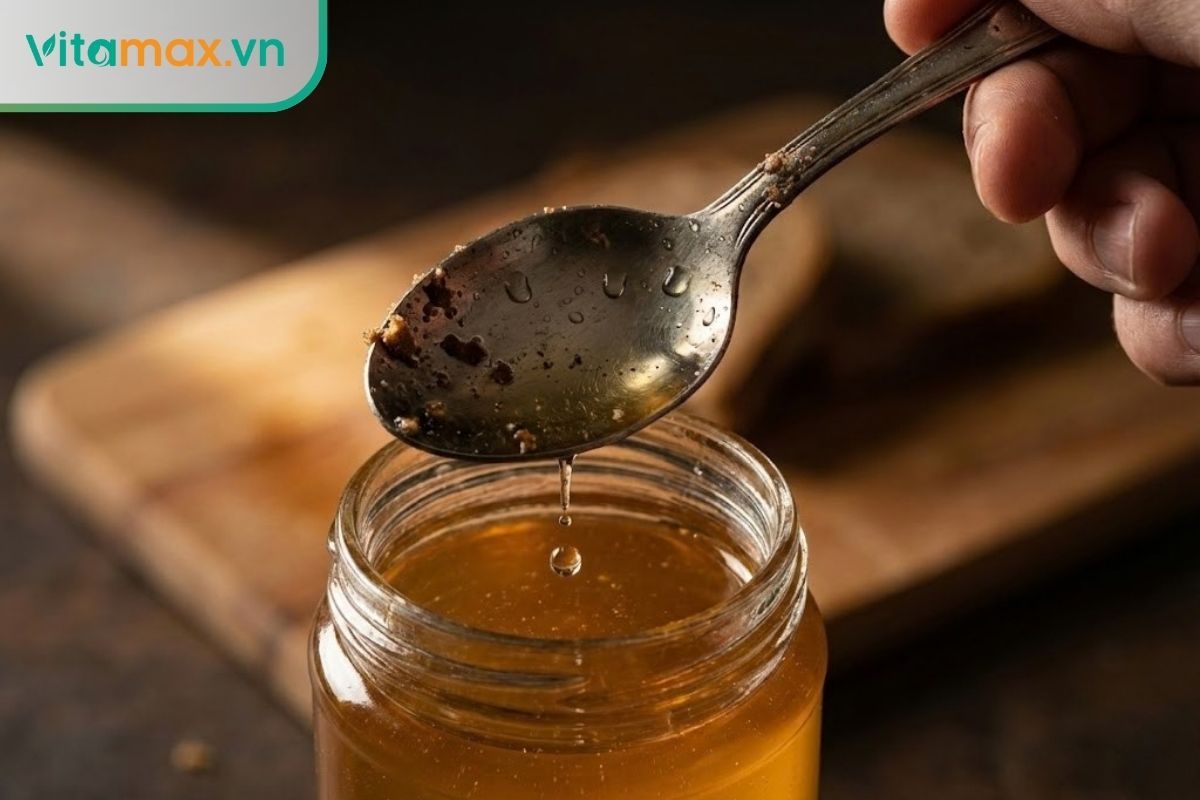 Sử dụng thìa kim loại ướt hoặc dính tạp chất để lấy mật ong làm tăng nguy cơ nhiễm khuẩn và nấm mốc.