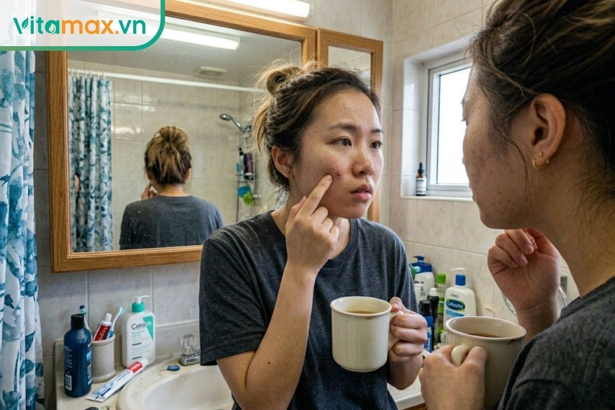 Dùng quá nhiều đồ ngọt và uống mật ong sai cách có thể là nguyên nhân bị nổi mụn trên mặt.