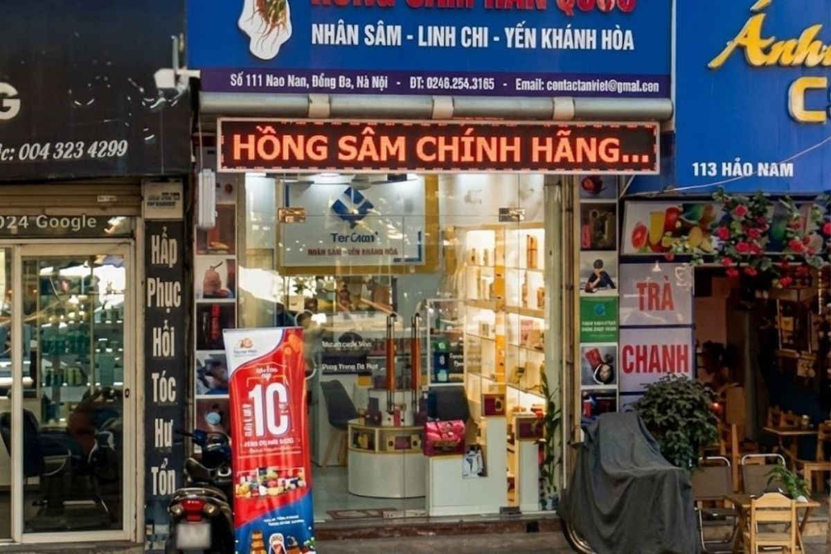 cửa hàng nhân sâm nhung hươu tâm việt tại 111 hào nam đống đa