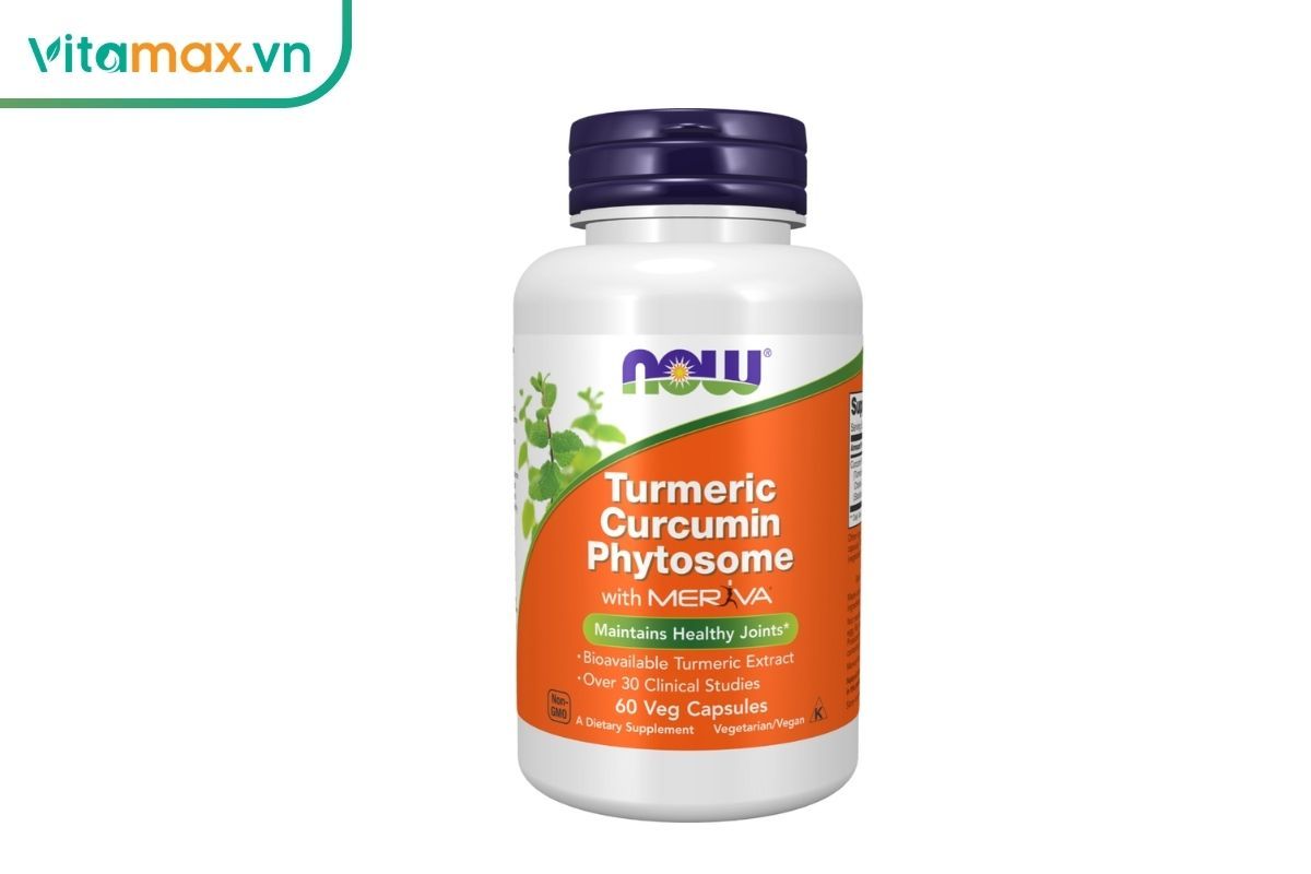 Lọ NOW Foods Turmeric Curcumin 665 mg chứa chiết xuất nghệ chuẩn hóa curcuminoids dành cho người trưởng thành