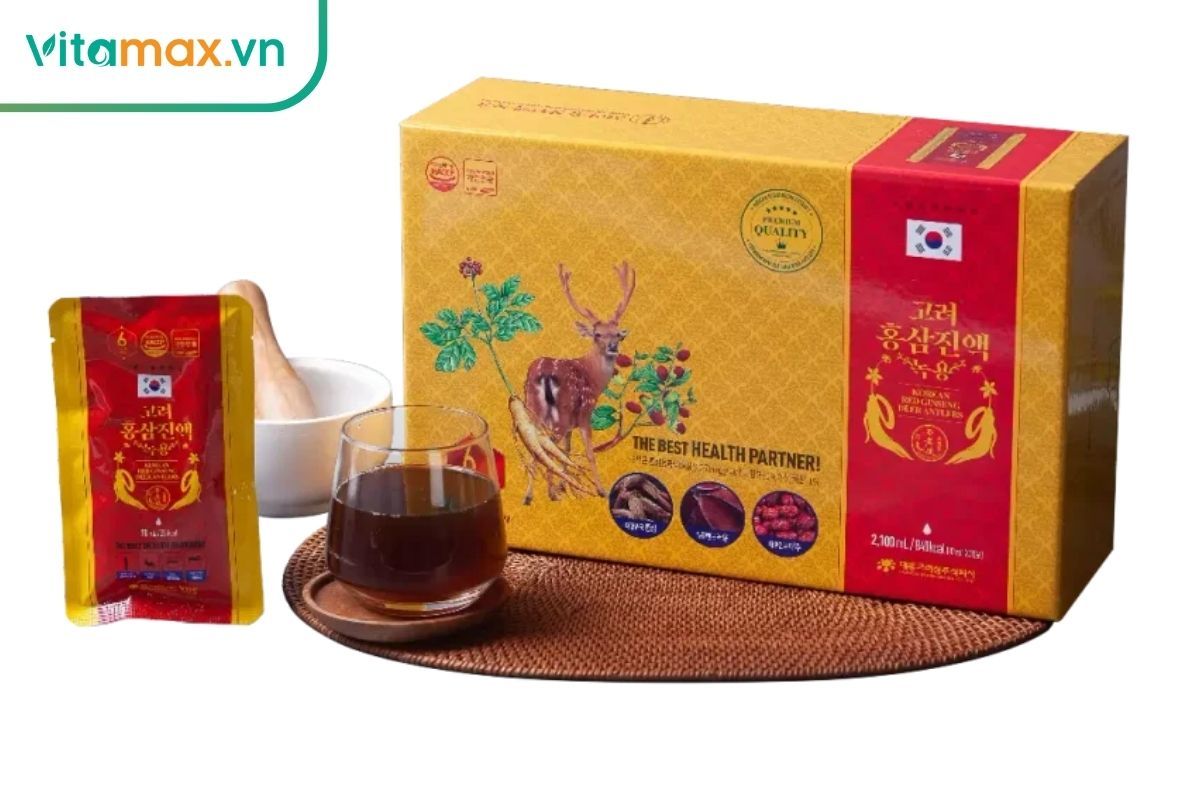 Nước hồng sâm chính phủ Hàn Quốc Vitamax tiện lợi.