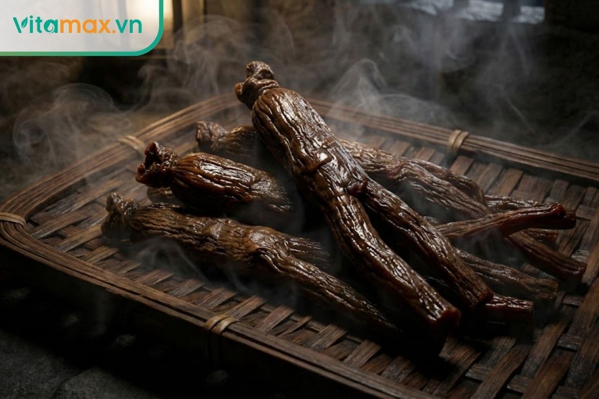 Quy trình hấp sấy 9 lần (Gu Geung Gu Po) biến nhân sâm thành hắc sâm giàu hoạt chất.