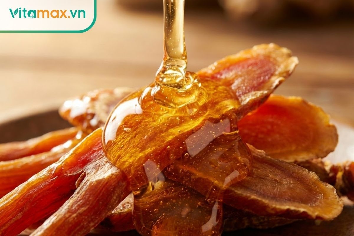 quy trình tẩm mật ong rừng nguyên chất vào lát hồng sâm