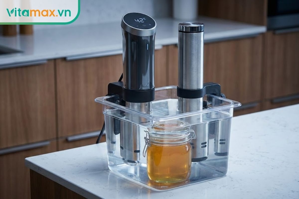 Sử dụng máy Sous Vide để rã đông mật ong ở nhiệt độ thấp ổn định, giúp giữ nguyên vitamin và khoáng chất.