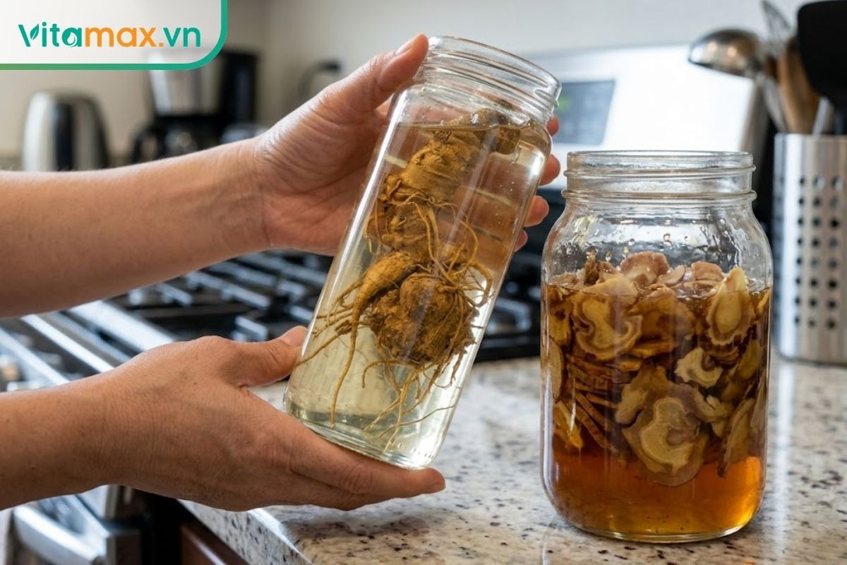 Sự khác biệt về hình thức giữa sâm Ngọc Linh ngâm mật ong dạng nguyên củ nguyên vẹn và dạng thái lát ảnh hưởng trực tiếp đến giá thành sản phẩm.