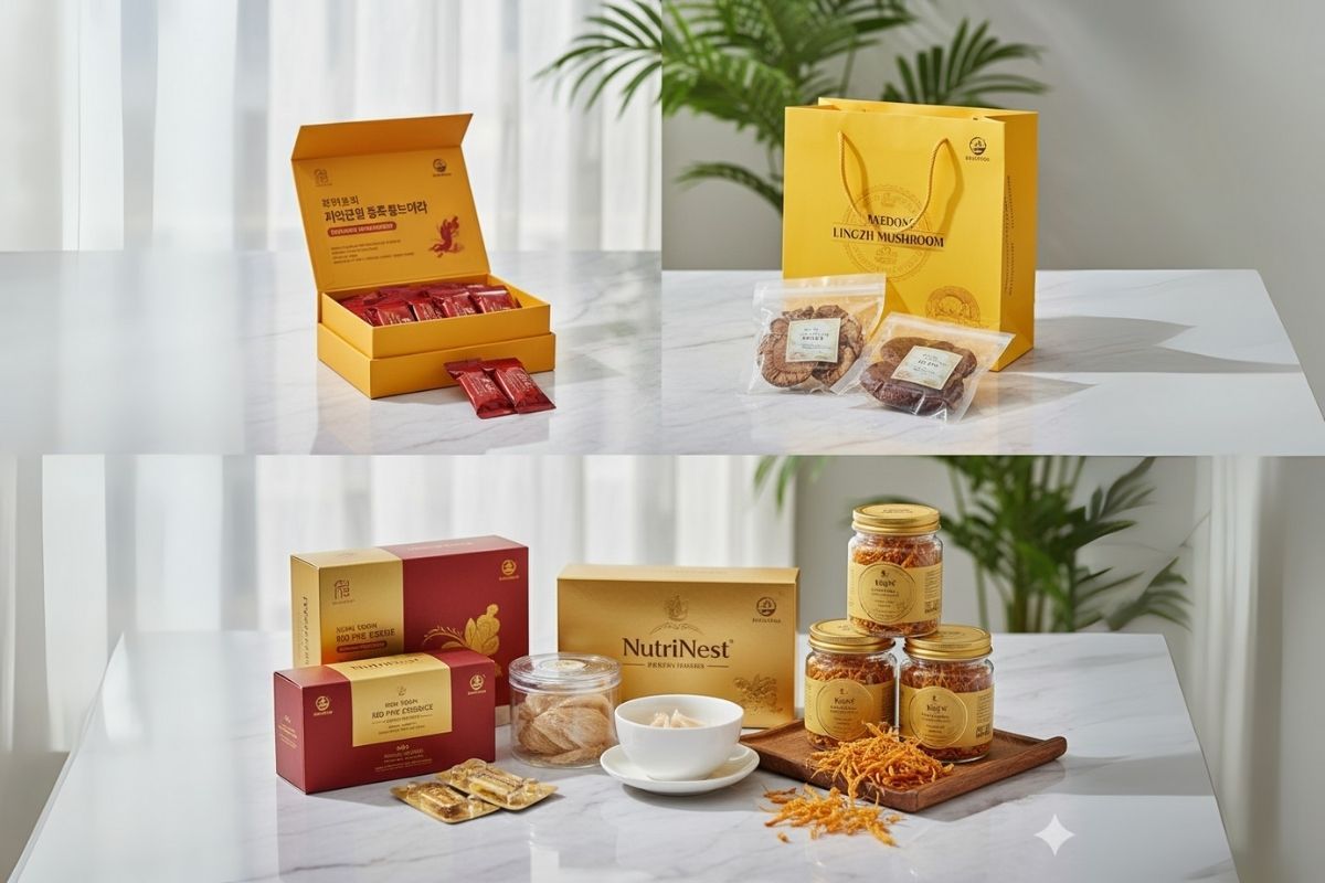 Các sản phẩm thảo dược từ Vitamax giúp tăng sức đề kháng cho người lớn tuổi, gồm hồng sâm, linh chi và đông trùng hạ thảo.