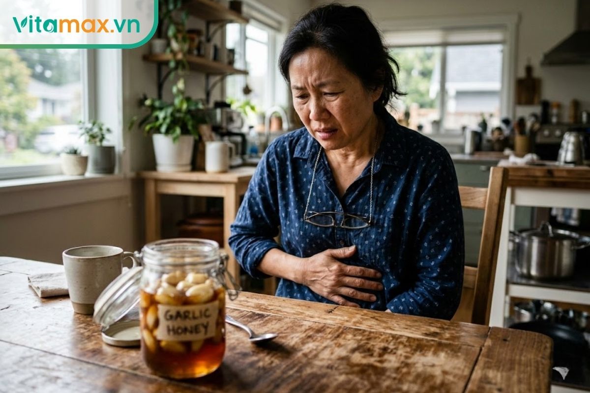 Tác hại của tỏi ngâm mật ong gây đầy bụng và khó tiêu ở những người có hệ tiêu hóa nhạy cảm.