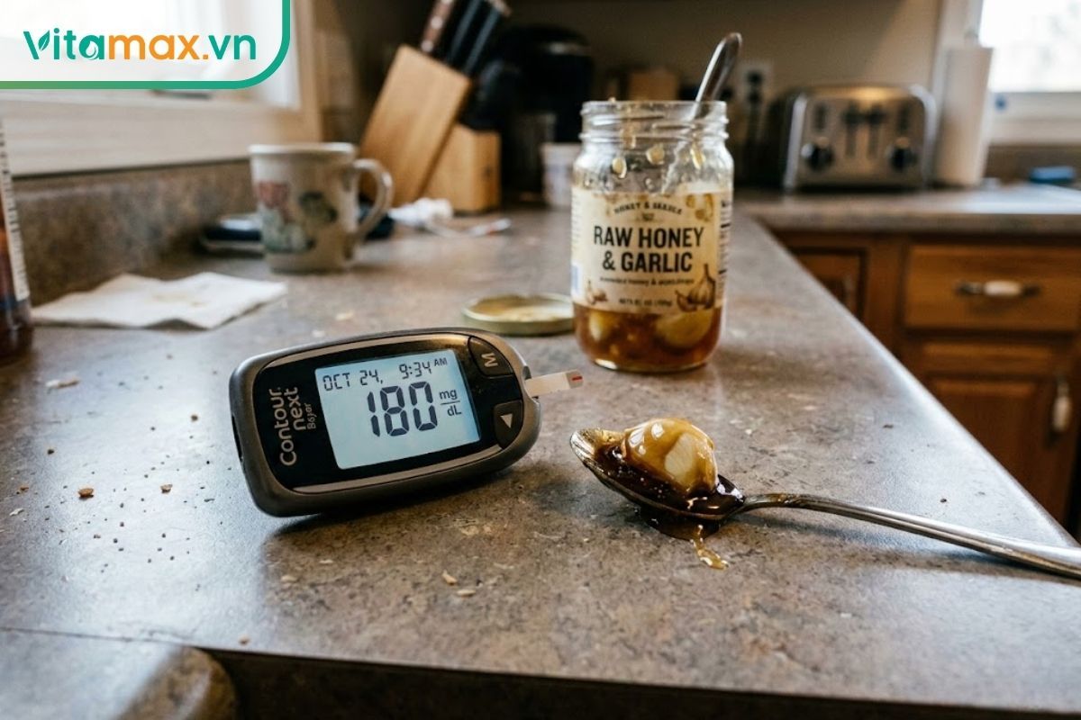 Tác hại của tỏi ngâm mật ong làm dao động và tăng chỉ số đường huyết ở người bệnh tiểu đường.