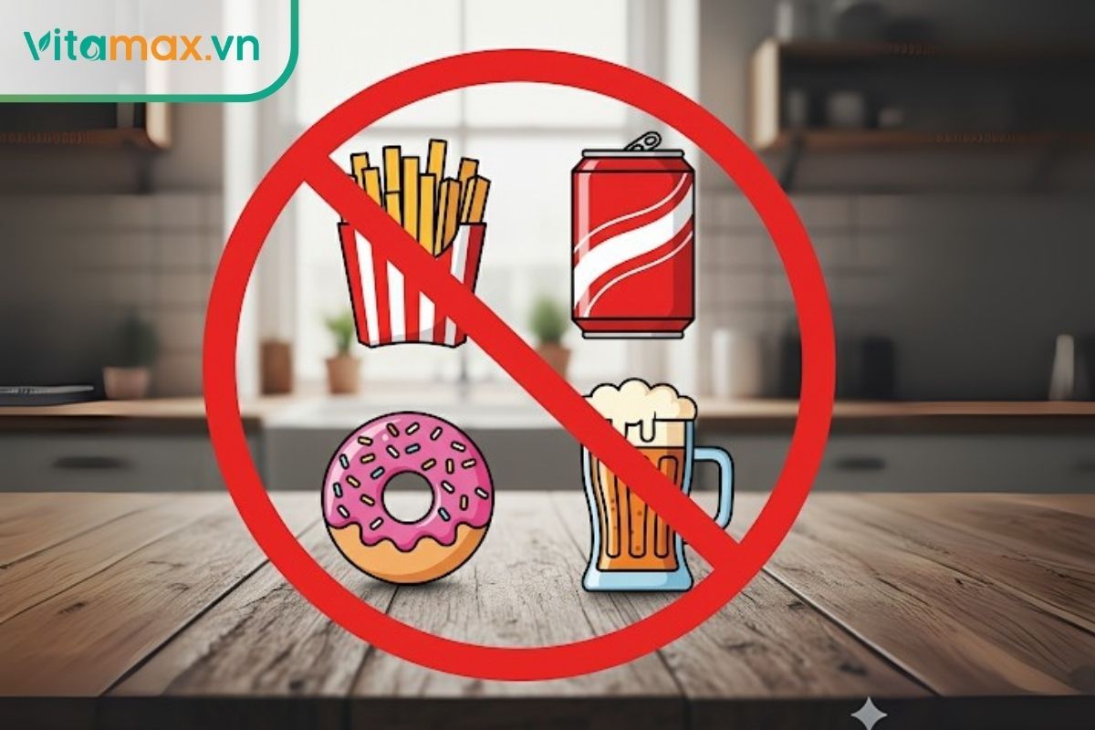 Các nhóm thực phẩm người suy nhược cơ thể cần hạn chế: đồ chiên rán, đường tinh luyện, caffein và rượu bia.