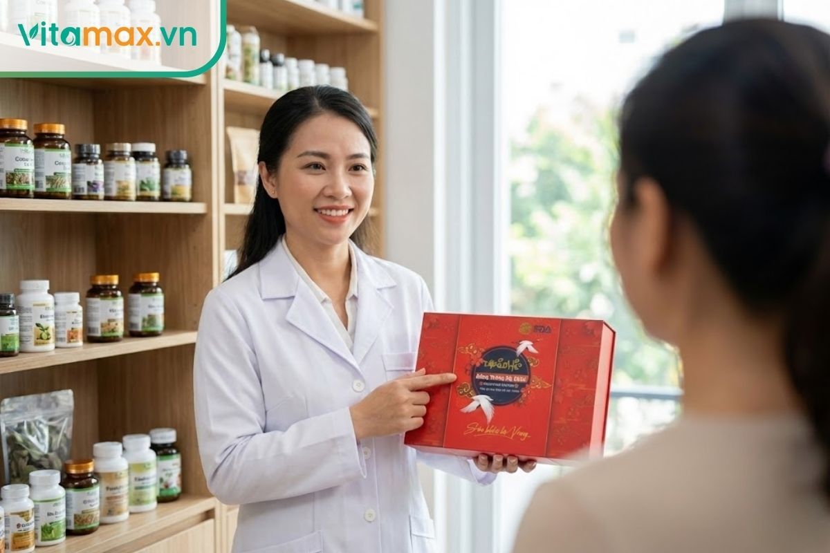 Chuyên gia dinh dưỡng đang tư vấn cách chọn và sử dụng đông trùng hạ thảo Hàn Quốc an toàn.