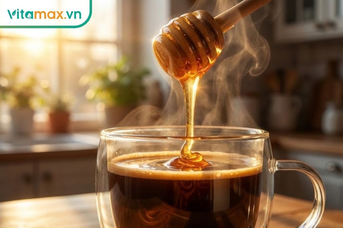 Ly cà phê chanh mật ong đá viên mát lạnh, trang trí bằng lát chanh vàng tươi và lá bạc hà, công thức giải nhiệt ngày hè.