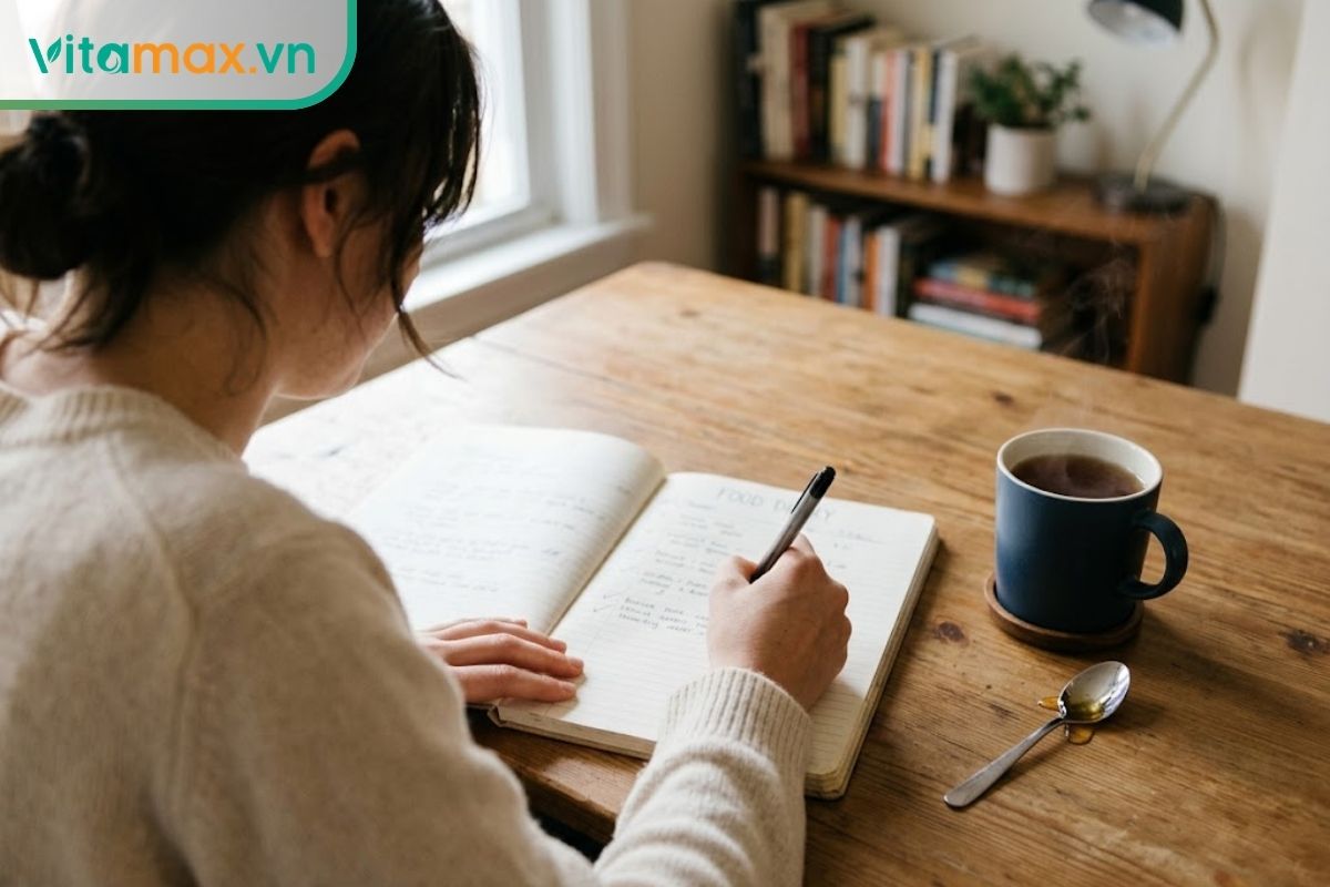 Một chiếc bàn chải đánh răng đặt trên giá đỡ bằng sứ cạnh một ly thủy tinh vừa uống cạn nước mật ong, nằm trên bồn rửa mặt gia đình.