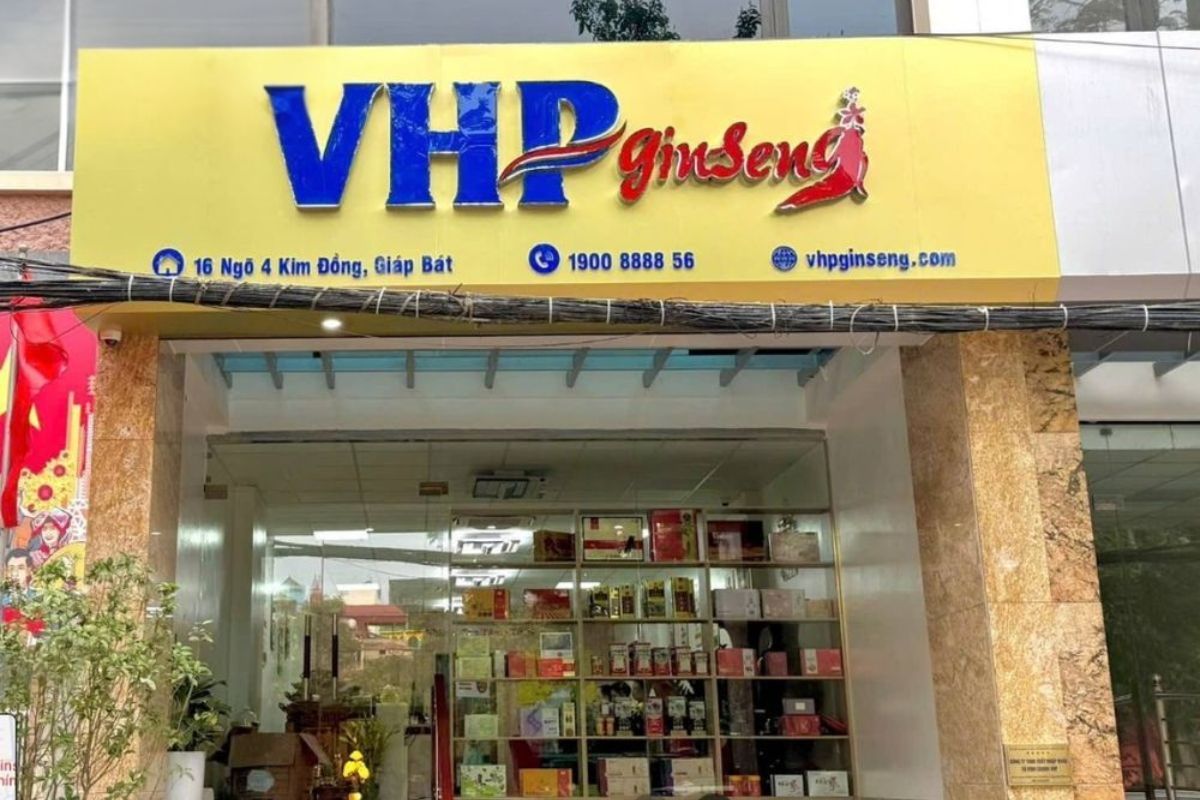 biển hiệu cửa hàng vhp ginseng tại ngõ 4 kim đồng hoàng mai