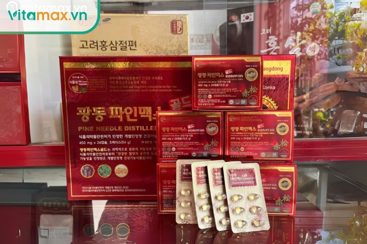 Viên nang tinh dầu thông đỏ Hàn Quốc, giúp cải thiện tuần hoàn và hỗ trợ giấc ngủ.